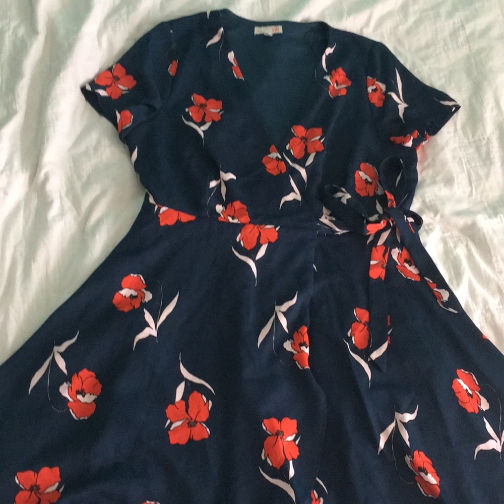 Navy Blue Wrap Around Dress